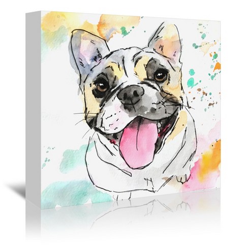 Stupell Industries Dashing French Bulldog and Iconic Bookstack