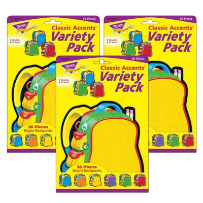 3pk Bright Backpacks Classic Accents Variety Pack - TREND