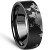 Pompeii3 Men's Black Tungsten Lasered World 8mm Flat Ring Wedding Band - 2 of 4