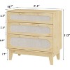 Rattan Dresser with 3 Drawers, Wooden Bedside Chest of Drawers, Small Bohemian Storage Cabinet, Bedside Table, Bedroom, Living Room - 2 of 4