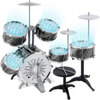 Best Choice Products 18-Piece Kids Beginner Drum Kit, Musical Instrument Toy Drum Set w/ LED Lights, Drumsticks