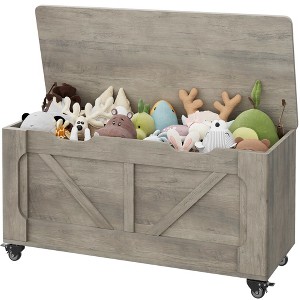 Storage Chest Toy Chest for Boys, Girls, Kids Wooden Toy Box with Lids and Safety Hinge, Entryway Storage Bench Chest, Storage Trunk - 1 of 4