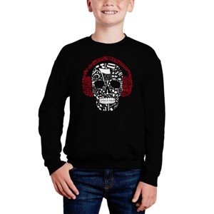LA Pop Art Music Notes Skull - Boy's Word Art Crewneck Sweatshirt - 1 of 3