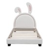 Twin Size Leather Upholstered Platform Bed with Rabbit Ornament - 3 of 4