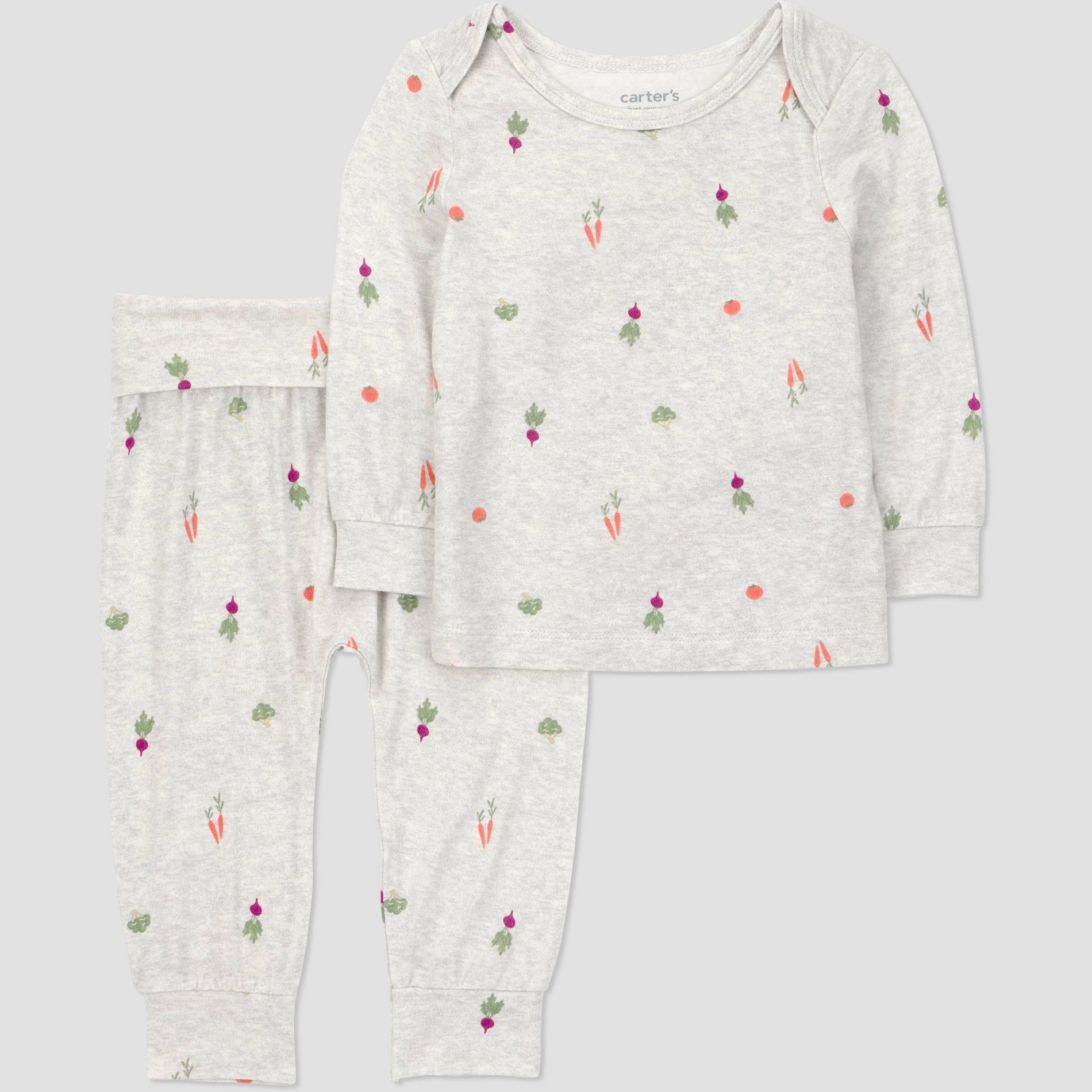 Carter's Just One You Baby® 2pc Comfy Soft Veggies Top and Pants Set - Gray Newborn