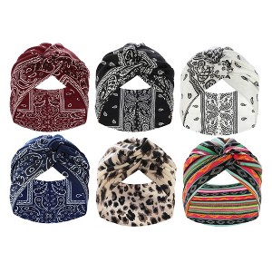 Unique Bargains Women's Yoga Elastic Headbands 7.09" Wide Multicolor 6 Pcs - 1 of 4
