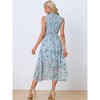 INSPIRE CHIC Women's Sleeveless Floral Ruffles Crew Neck Chiffon Smocked Sundresses - 3 of 4