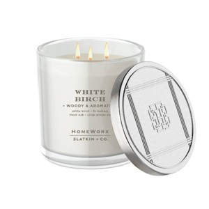 HomeWorx 3 Wick Glass White Birch Jar Candle with Lid 14oz : Target