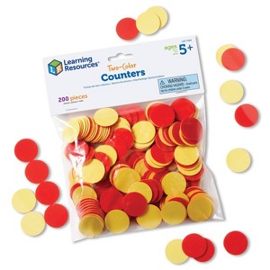 Learning Resources Set of 200 Two-Color Counters Educational Counting Sorting Ages 5plus Red and Yellow: Math & Counting Kit, Plastic - 1 of 4
