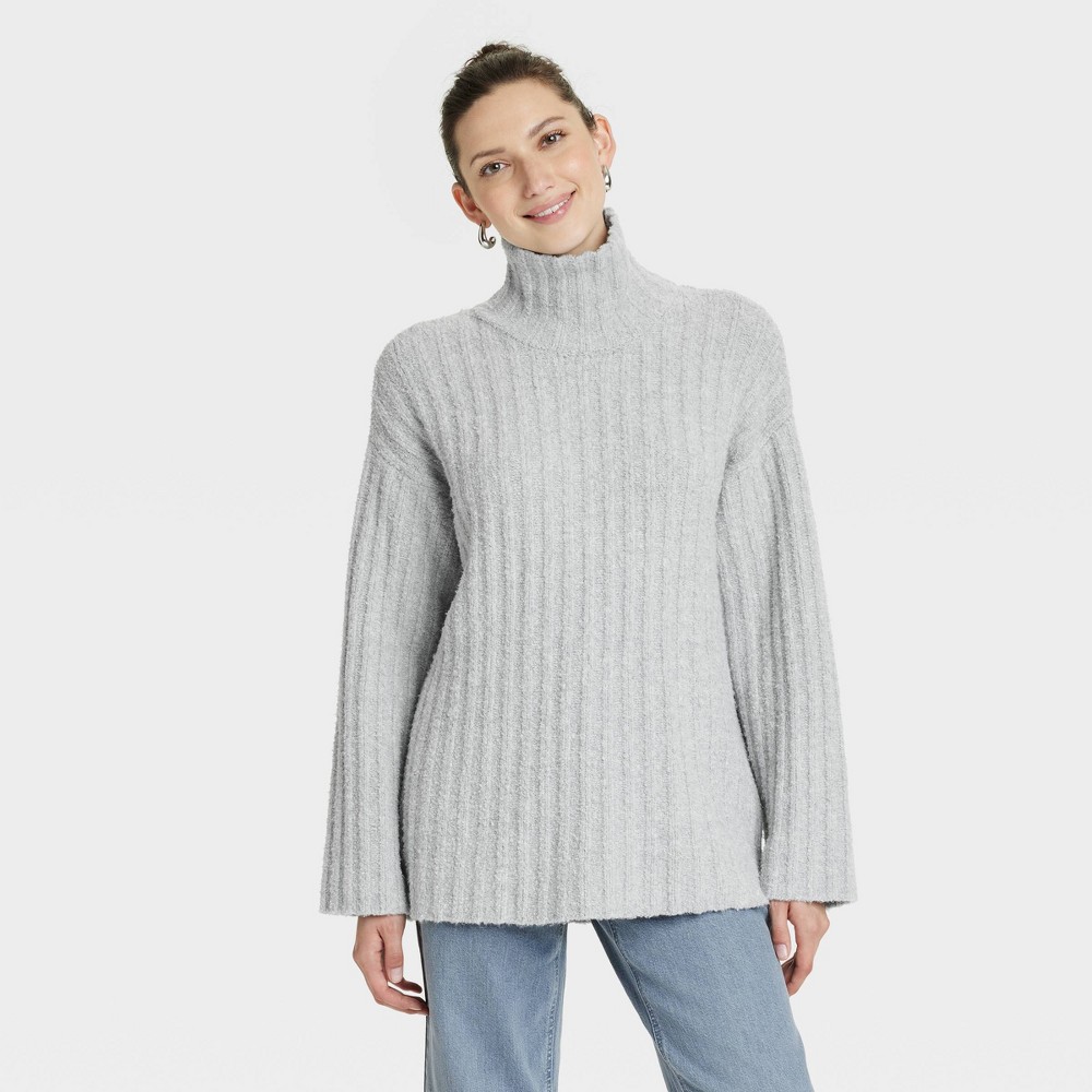 Women's Turtleneck Tunic Pullover Sweater - Universal Thread™ Gray XL