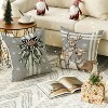 Christmas Tree Reindeer Truck Stripes Gray Throw Pillow Covers, 18 x 18 Inch Winter Holiday Cushion Case - 3 of 4