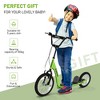 VYNXARIA Kids Kick Scooter with Adjustable Handlebar and Dual Brakes, 16" Front and 12" Rear Inflatable Wheels, Green - 4 of 4
