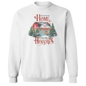 Rerun Island Men's Christmas There'S No Place Like Home Long Sleeve Graphic Cotton Sweatshirt - 1 of 1
