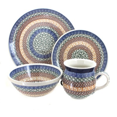 Blue Rose Polish Pottery Athena 16 Piece Dinner Set