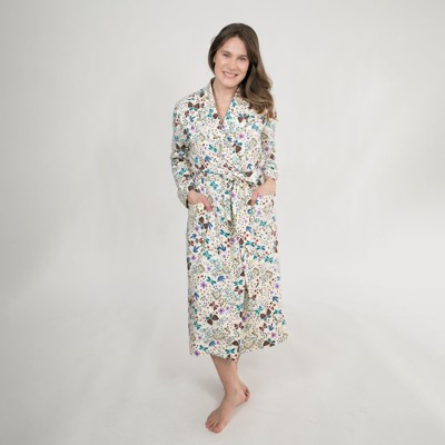 Of an Origin Organic Cotton Stretch Women's Lounge Robe in Botanical Floral Print