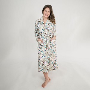 Of an Origin Organic Cotton Stretch Women's Lounge Robe in Botanical Floral Print - 1 of 4