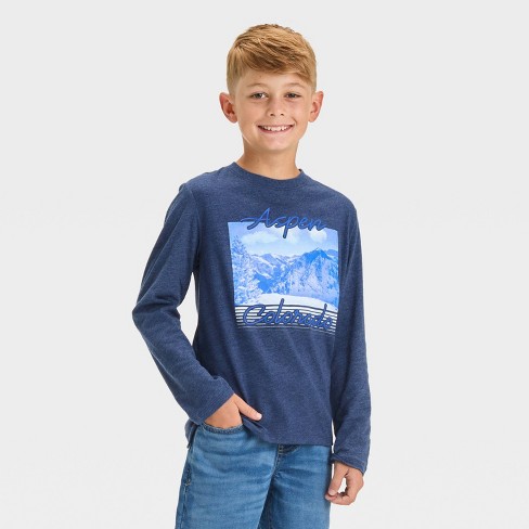 Boys' Long Sleeve Colorado Scenic Graphic T-Shirt - Cat & Jack™ Navy Blue - image 1 of 4