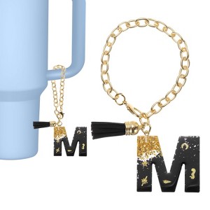 Unique Bargains Resin Lightweight Decorative Tassel Keychain Handle Charm Black with Gold Foil 1 Pc - 1 of 4