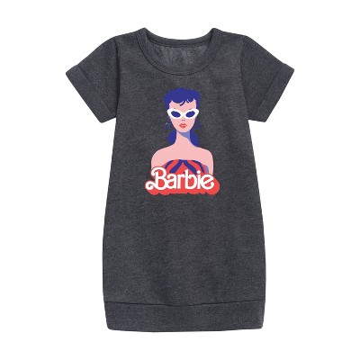 - Barbie - Retro Swimsuit Graphic Short Sleeve Fleece Dress
