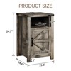 AOXUN End Table with Charging Station, Farmhouse Nightstand with Barn Door, Sofa Side Table with Storage Space,Grey - 2 of 4