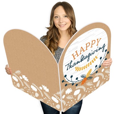 Big Dot of Happiness Happy Thanksgiving - Fall Giant Greeting Card - Big Shaped Jumborific Card