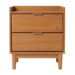 Gulches Caramel Mid-Century Nightstand - 2-Drawer Solid Wood Design - 1 of 4