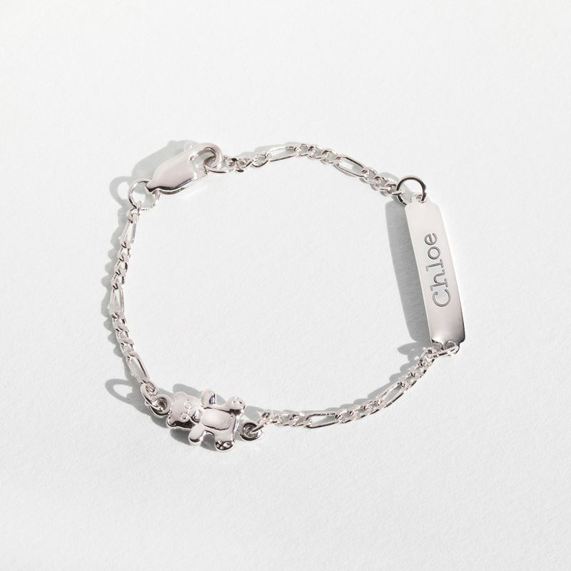 Baby Girls' Teddy Bear Tag ID Bracelet Sterling Silver - In Season Jewelry, 5 of 8