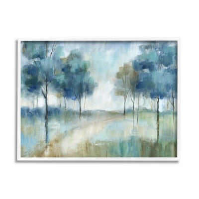 Stupell Industries Abstract Blue Woodland Path Trees Framed Giclee Art