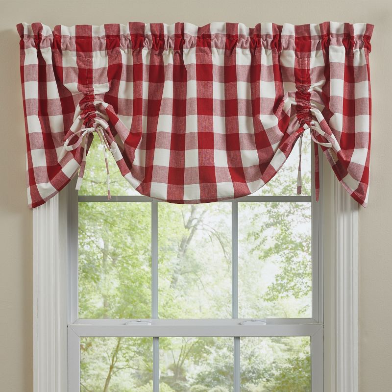 Park Designs Buffalo Check Lined Farmhouse Red Valance 60", 2 of 4