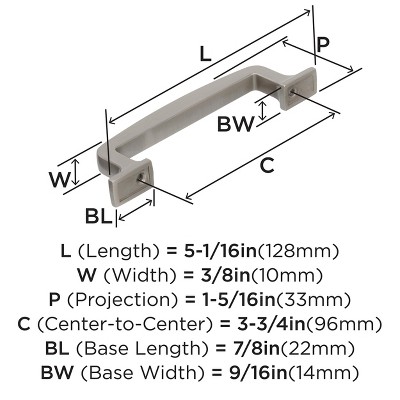 Satin Nickel 3-3/4 Inch Center-to-Center Cabinet Pull