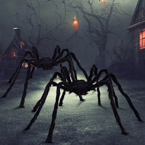 Joyfy 2Pcs 60" Giant Spider Halloween Outdoor Decorations,Realistic Spider Giant,Fake Hairy Spider Scary Party Decor for Creepy Yard Halloween Party - 1 of 4