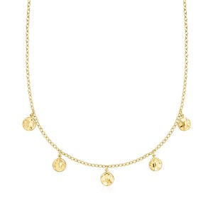 Ross-Simons Italian 18kt Gold Over Sterling Hammered Disc Station Necklace Size 18 - 1 of 3