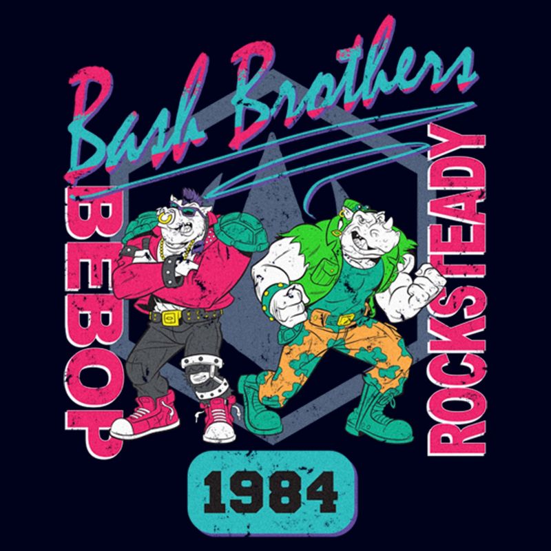 Men's Teenage Mutant Ninja Turtles Distressed Bash Brothers Bebop and Rocksteady T-Shirt, 2 of 6