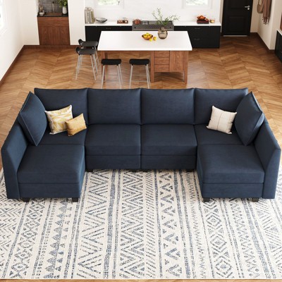 Belffin U-Shaped Modular Sectional – Storage Ottoman System & Pet-Resistant Velvet