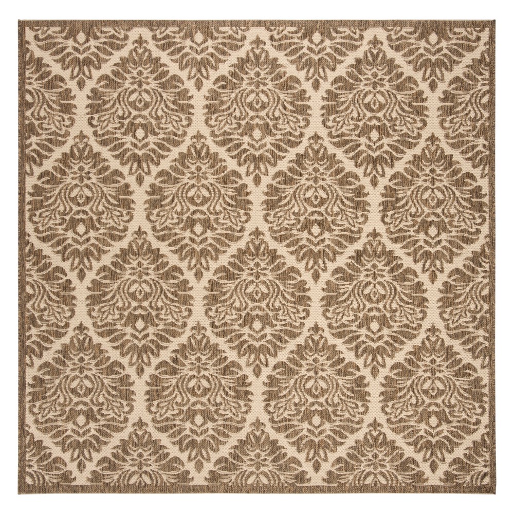 6'7inx6'7in Dena Damask Loomed Square Area Rug Cream/Beige - Safavieh