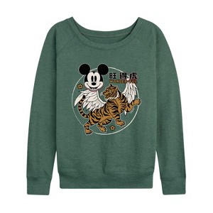 Women's - Disney - Mickey Wonderful Lightweight French Terry Wide Neck Long Sleeve Shirt - 1 of 4