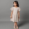 Hope & Henry Girls' Short Sleeve Pleated Sweater Dress, Light Taupe Heather, 2T - 2 of 4