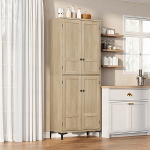 Tall Kitchen Pantry Cabinet, 5 Tier Food Storage Cabinet with 4 Doors and Adjustable Shelves for Kitchen, Dining Room, Bathroom - 1 of 4