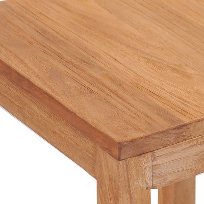 Set of 2 Teak Wood Armless Bar Stools