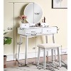 NicBex Vanity Desk with Mirror Small Vanity Table with Oval Mirror, British Style Contemporary Wood Makeup Vanity with 4 Drawer and 1 Stool - 4 of 4
