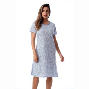 Just Love Womens Short Sleeve Nightgown  - Sleep Dress with Bow-6701-10248-NVY-L - 1 of 3