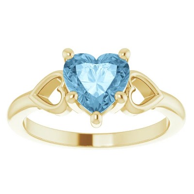Pompeii3 7mm Blue Topaz Women's Heart Ring in 14k Gold 5.5mm Tall