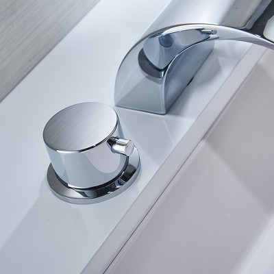 Polished Chrome 8-inch Widespread LED Bathroom Faucet with Pop-Up Drain