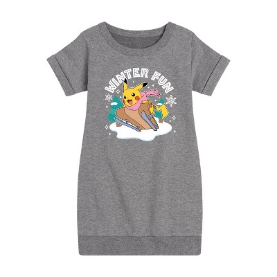 Girls' - Pokémon - Winter Fun Graphic Short Sleeve Fleece Dress