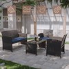 ALAULM 4PCS Rattan Patio Conversation Furniture Set Outdoor Wicker Chair Conversation set Coffee Table&Washable Cushion for Patio Lawn Backyard(NBlue) - 4 of 4