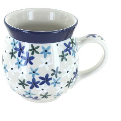 Blue Rose Polish Pottery Floating Flowers Bubble Mug