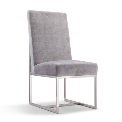 Gray Velvet Upholstered High-Back Arm Chair with Metal Frame