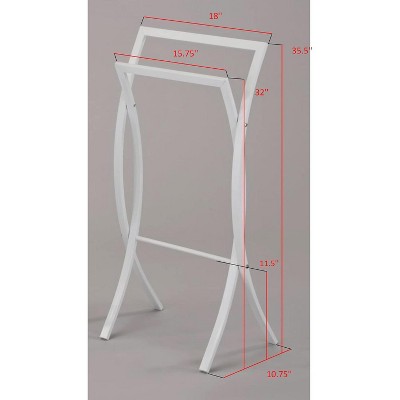 White Metal Freestanding 2-Tier Towel Rack Stand