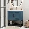Bathroom Vanity With Ceramic Sink And Hot And Cold Faucet,Freestanding Bathroom Storage Cabinet With 2 Doors And Open Iron Shelf-Maison Boucle - 2 of 4
