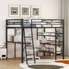 Metal Loft Bed: Full Size, Desk, Storage, Whiteboard, Modern Design - 2 of 4